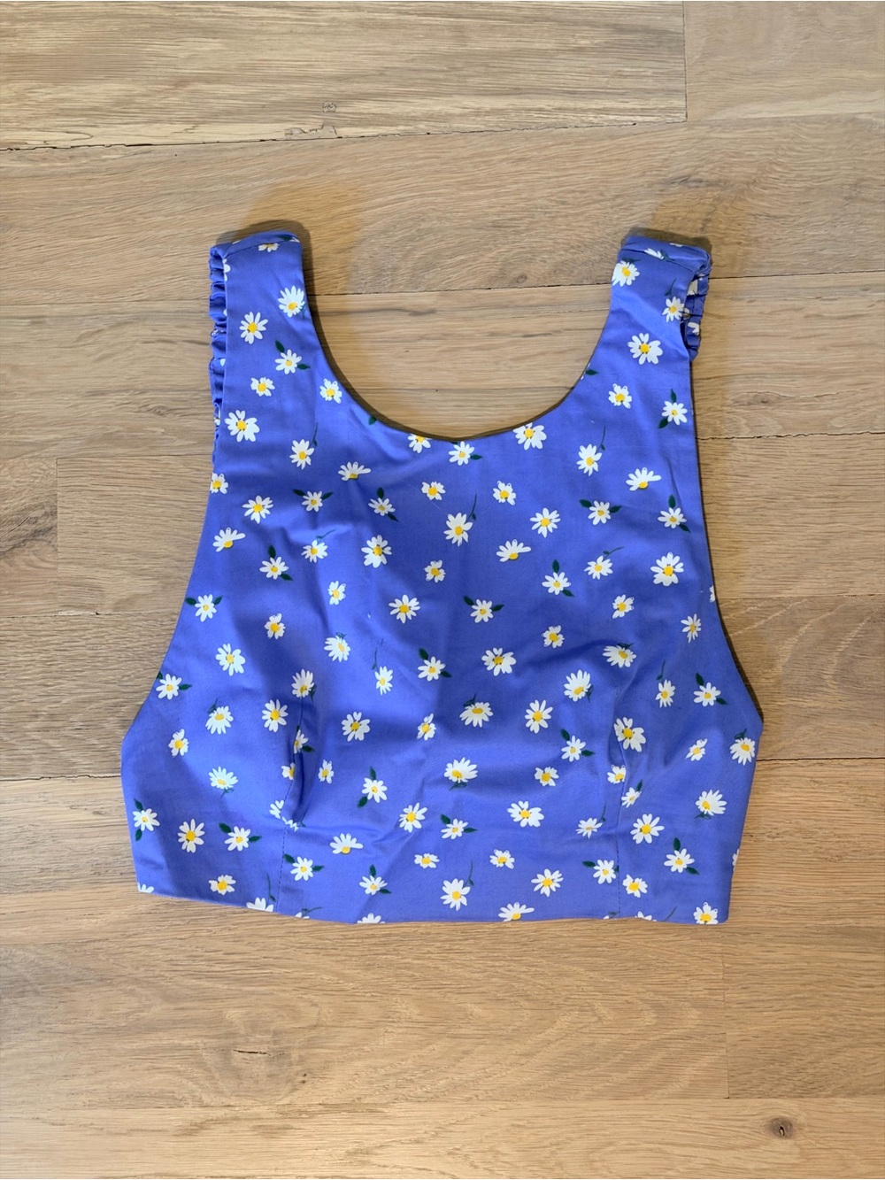 Zara Blue/Purple Daisy Print Cropped Backless Top